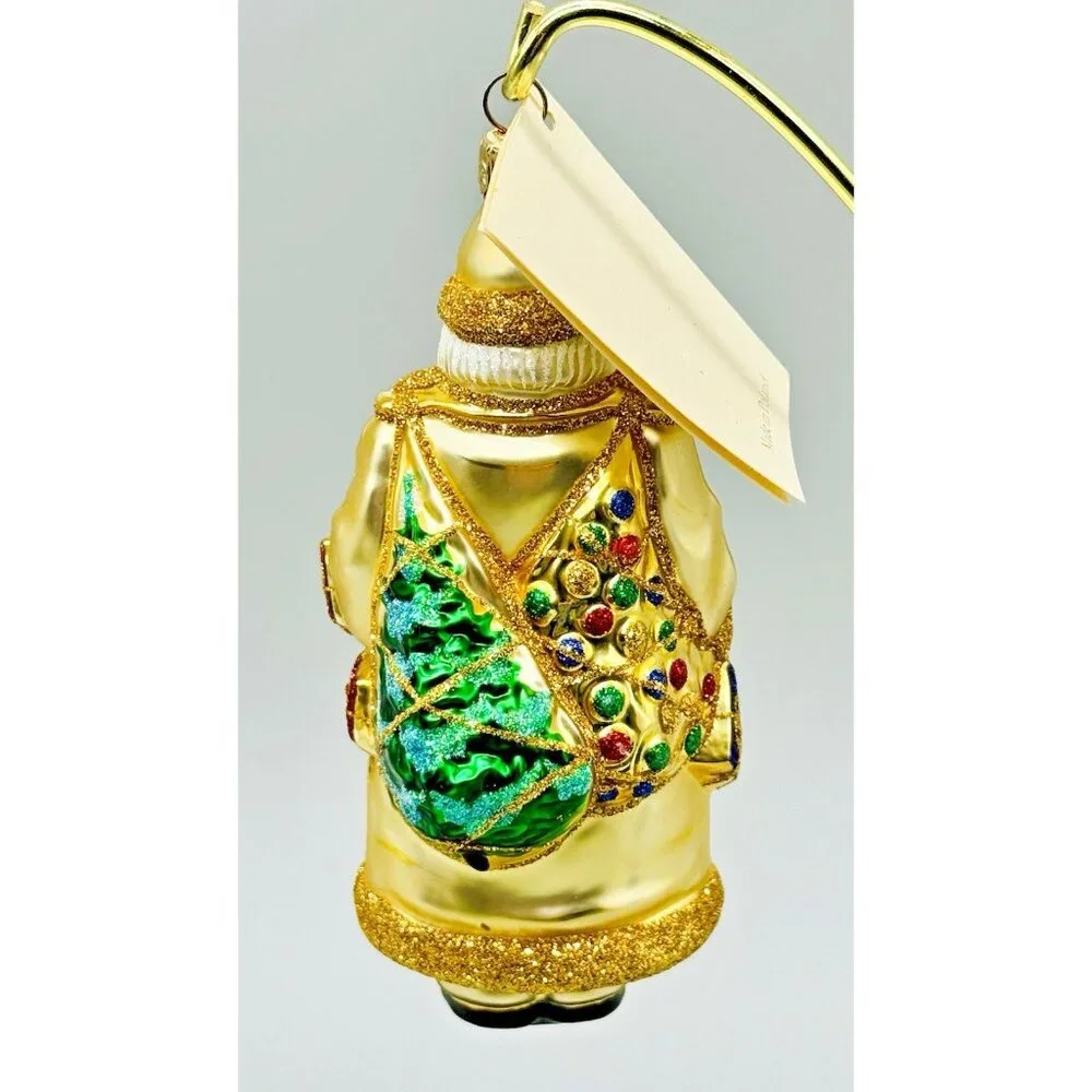 Patricia Breen Portobello Road Santa Claus Gold Presents Christmas Tree Ornament